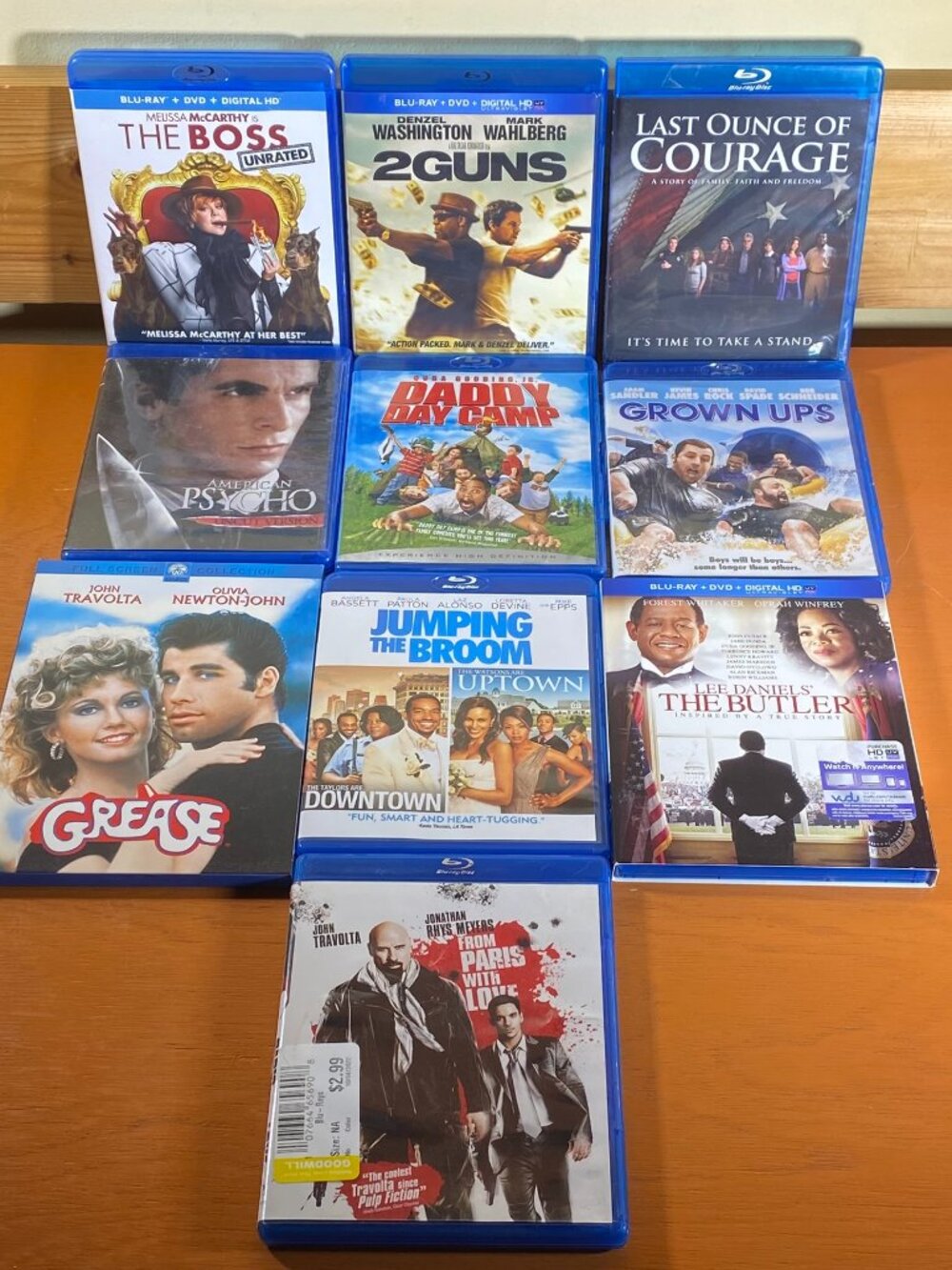 Blu-ray Movie Lot of 10 Grease, The Boss, American Psycho, The Butler, & More